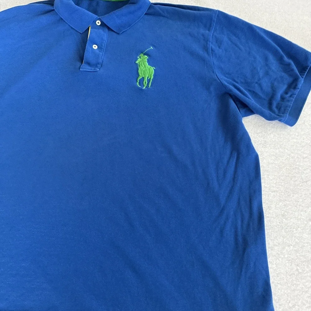 Polo Ralph Lauren Polo Blue Shirt Men's Big 3X 3XB Big Green Pony #3 Preppy